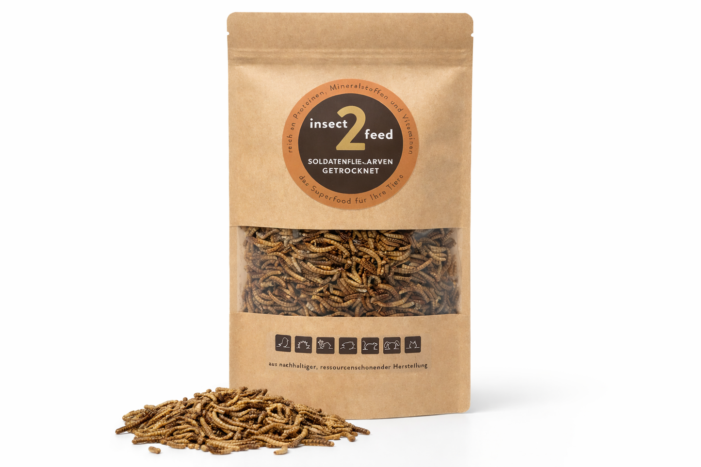 Getrocknete Soldatenfliegenlarven