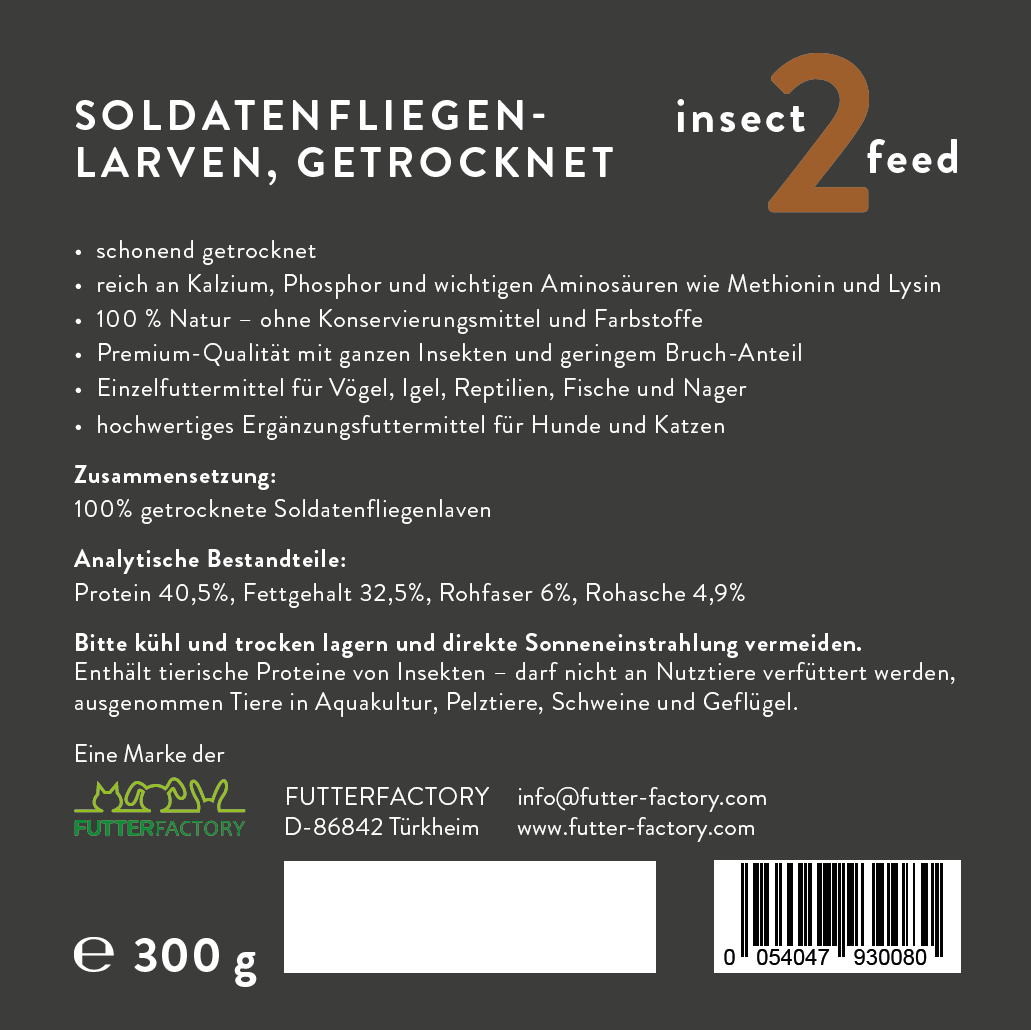 Getrocknete Soldatenfliegenlarven